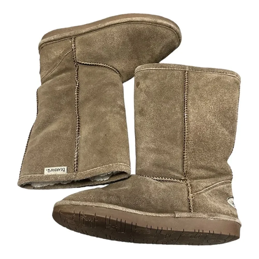 Bearpaw 5 youth brown suede winter mid calf fleece lined boots